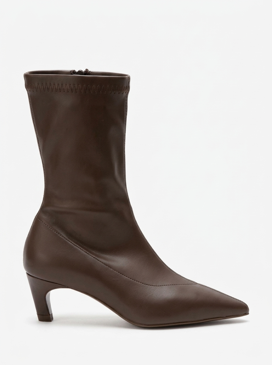 Alora - Brown Kitten Heel Boot (Women)