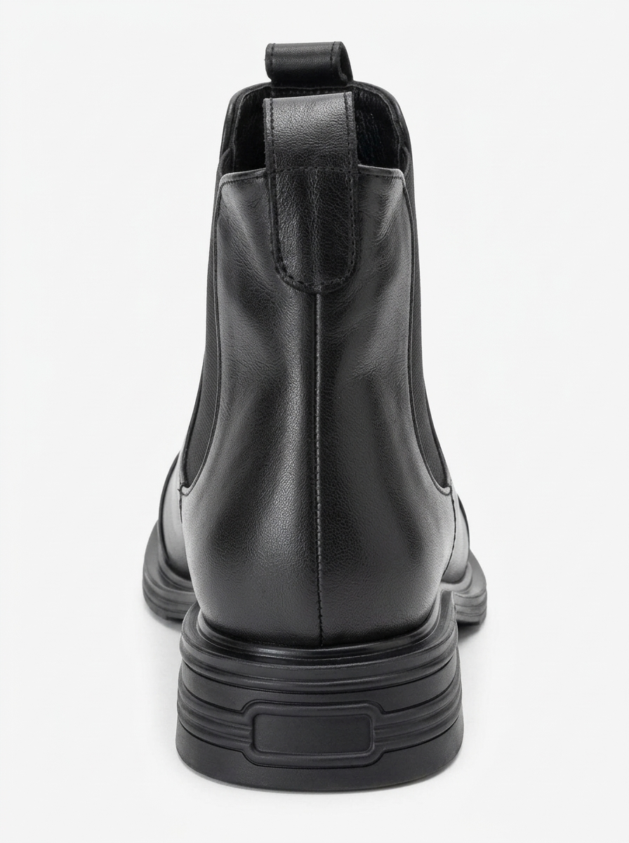 Sidney - Black Leather Buckled Chelsea Boot (Women)