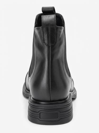 Sidney - Black Leather Buckled Chelsea Boot (Women)