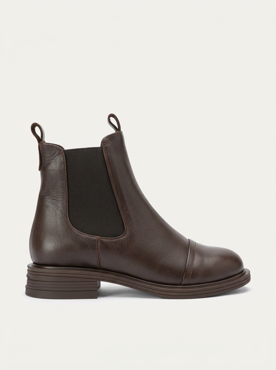 Sidney - Brown Leather Buckled Chelsea Boot (Women)