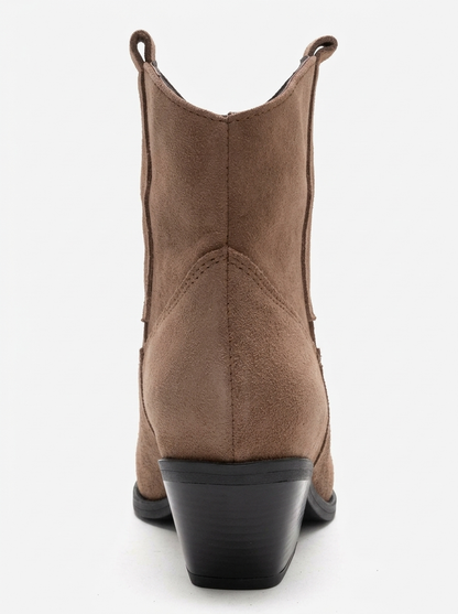 ELIA - Camel Genuine Leather Block Heel Western Boot (Women)