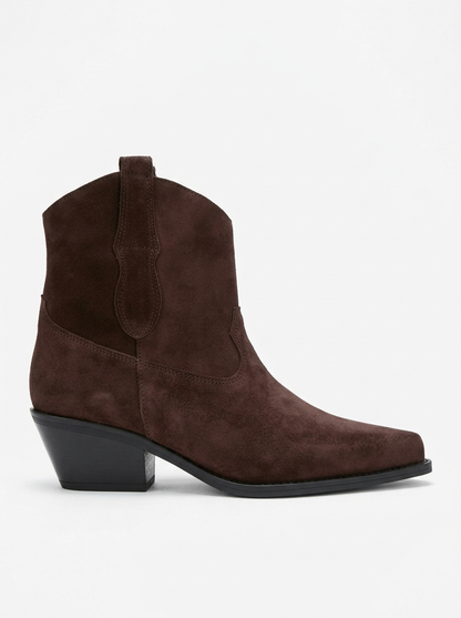 Elia - Brown Suede Leather Western Boot (Women)