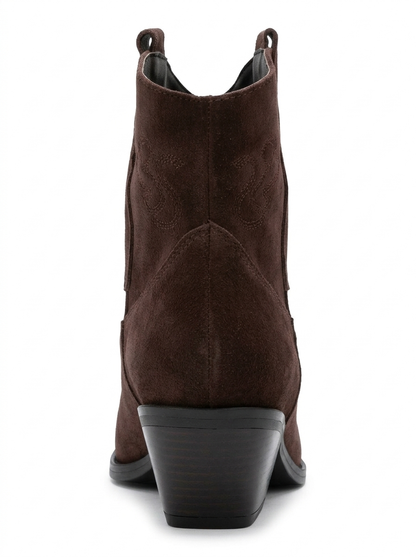 Elia - Brown Suede Leather Western Boot (Women)