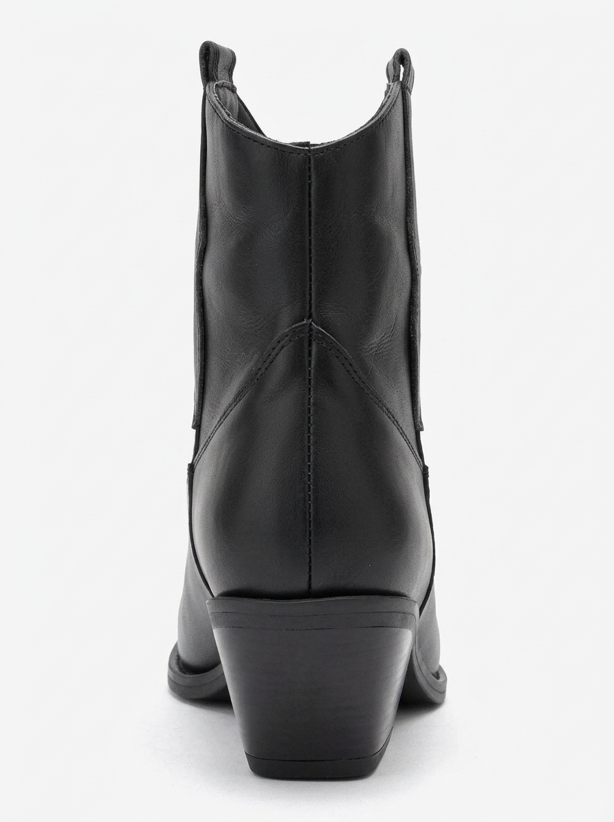 Elia - Black Leather Western Boot (Women)