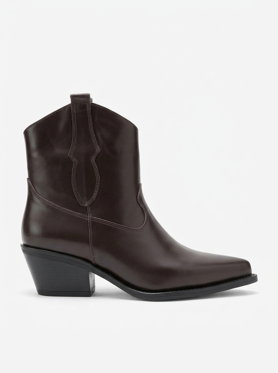 Elia - Brown Leather Western Boot (Women)