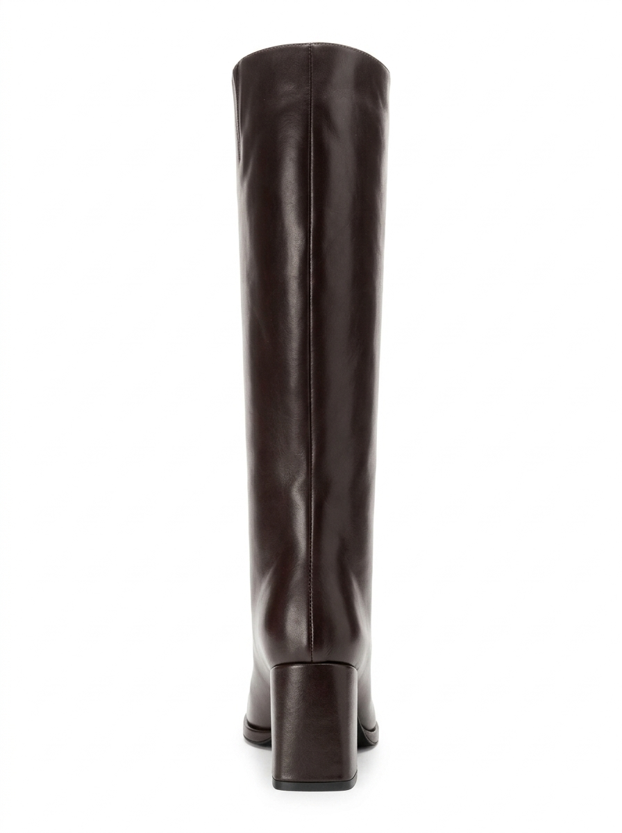 JAVEN - Brown Genuine Leather Block Heel Boot (Women)