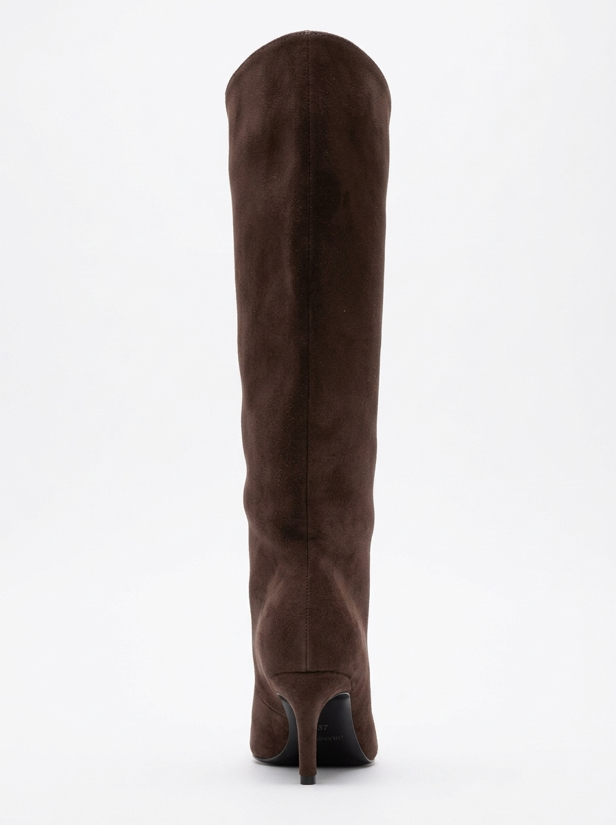 Camila - Bota de tacón de aguja de gamuza marrón (Mujer)
