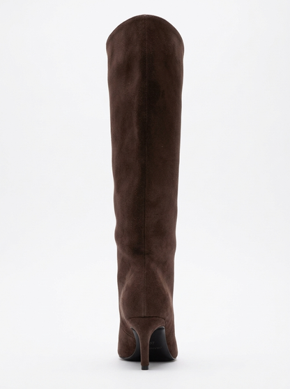Camila - Bota de tacón de aguja de gamuza marrón (Mujer)