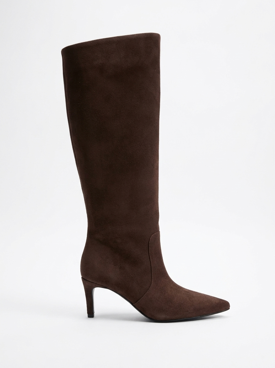 Camila - Bota de tacón de aguja de gamuza marrón (Mujer)