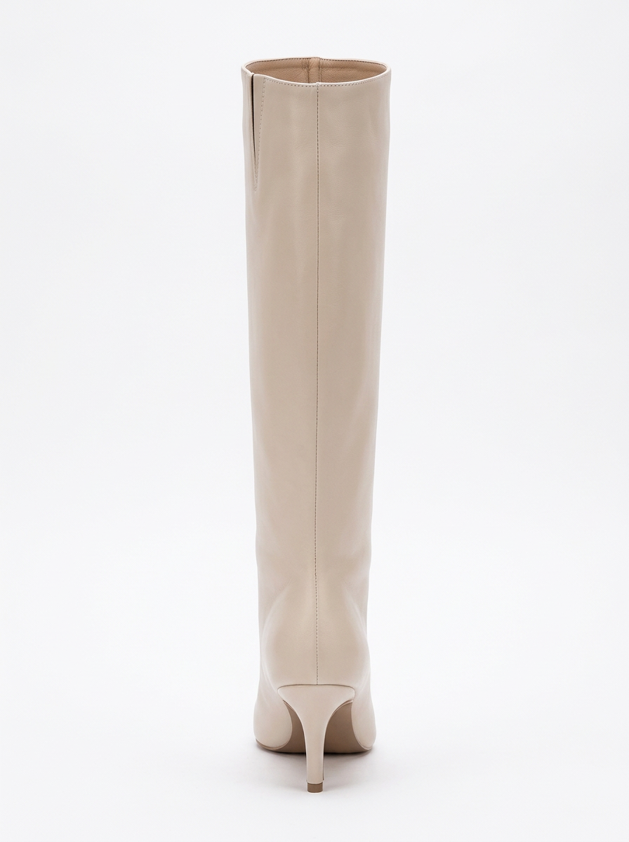 Camila - Bota alta de tacón fino beige (mujer)