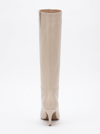 Camila - Bota alta de tacón fino beige (mujer)