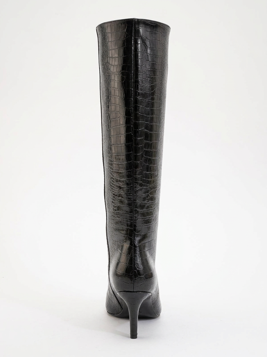 Bota alta Camila negra estampada (Mujer)