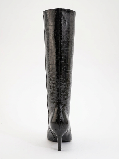 Bota alta Camila negra estampada (Mujer)