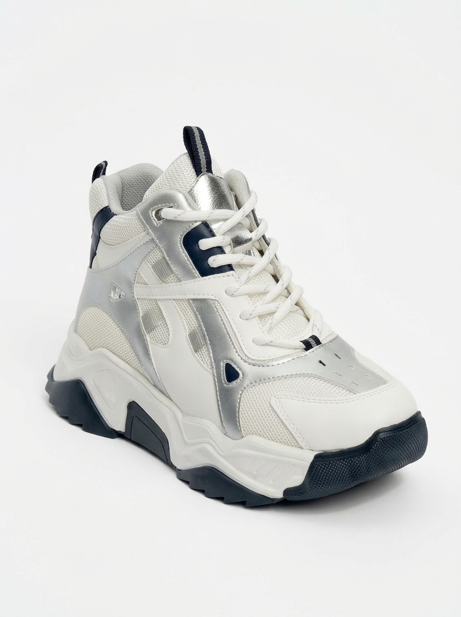 Lowel White-Navy Sneaker Boot (Women)
