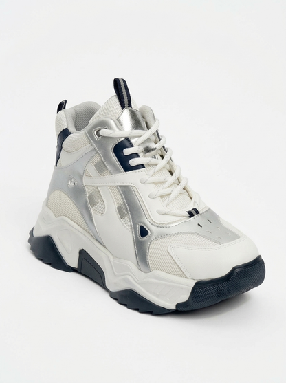 Lowel White-Navy Sneaker Boot (Women)