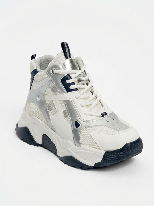 Lowel White-Navy Sneaker Boot (Women)