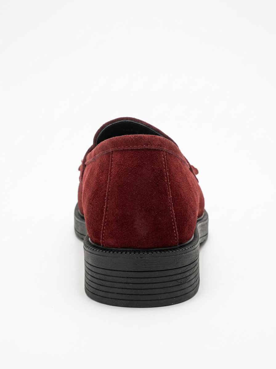 Milly - Mocasines burdeos de cuero con borlas
