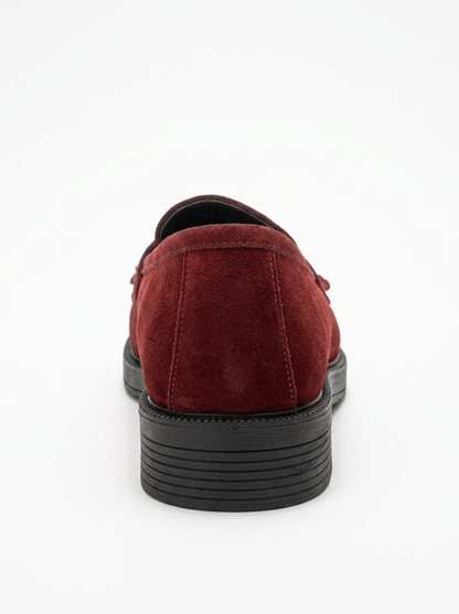 Milly - Mocasines burdeos de cuero con borlas