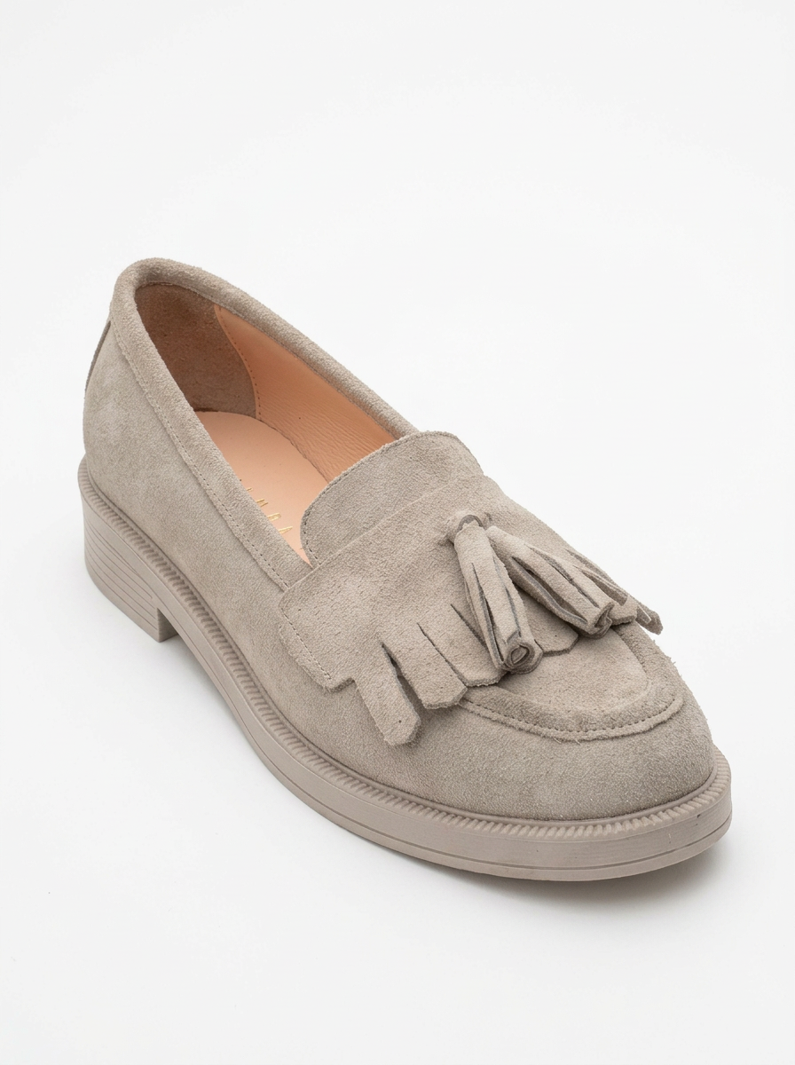 Milly - Beige Suede Leather Tassel Loafers