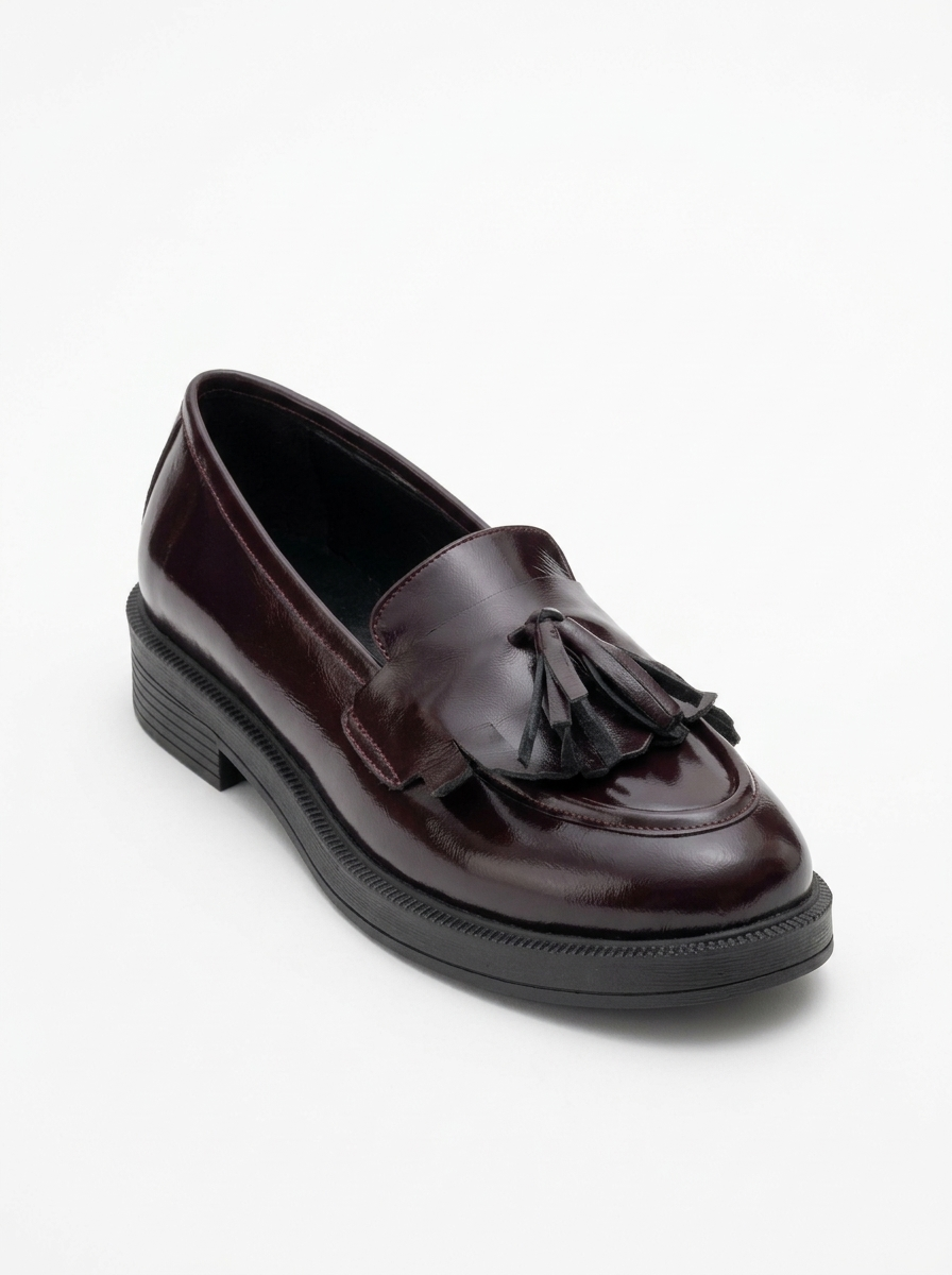 Milly - Burgundy Patent Leather Tassel Loafers