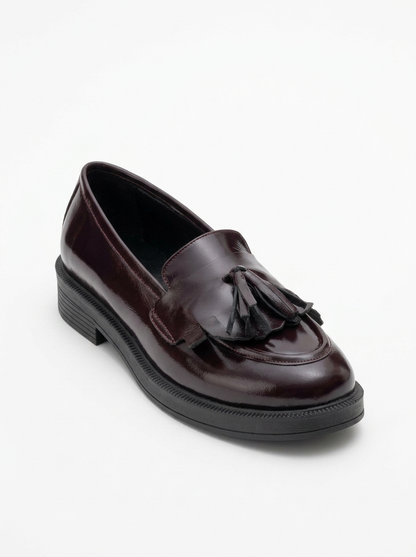 Milly - Burgundy Patent Leather Tassel Loafers