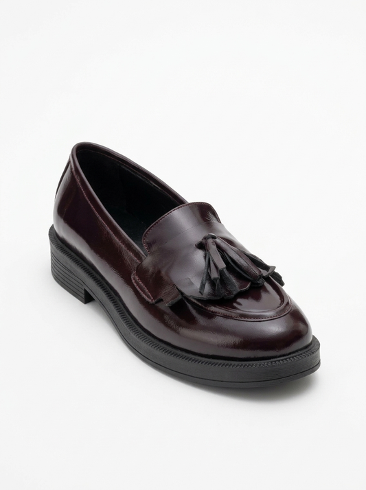 Milly - Burgundy Patent Leather Tassel Loafers
