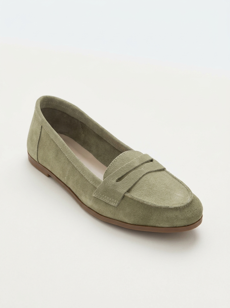 Dorothy - Light Green Suede Leather Loafers
