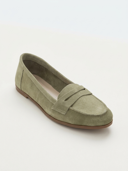 Dorothy - Light Green Suede Leather Loafers