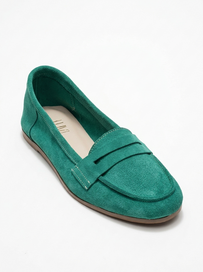 Dorothy - Emerald Green Suede Leather Loafers