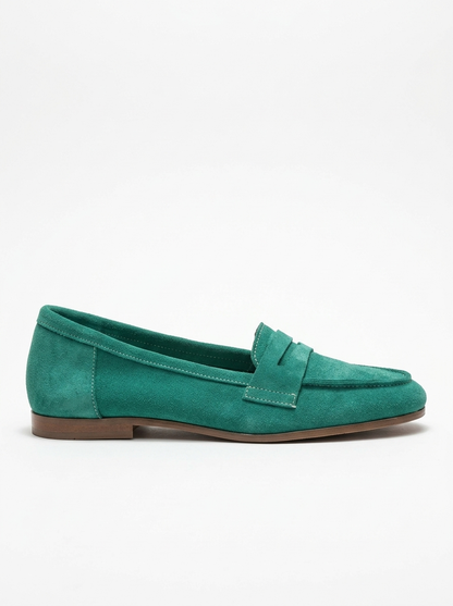 Dorothy - Emerald Green Suede Leather Loafers
