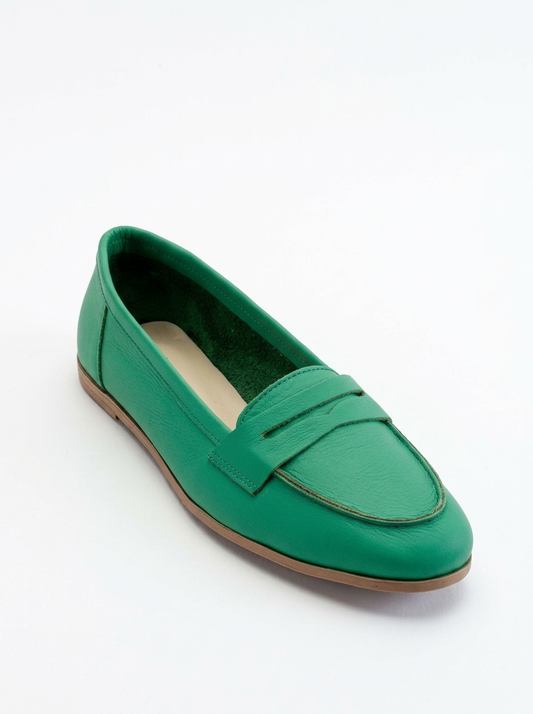 Dorothy - Green Leather Loafers