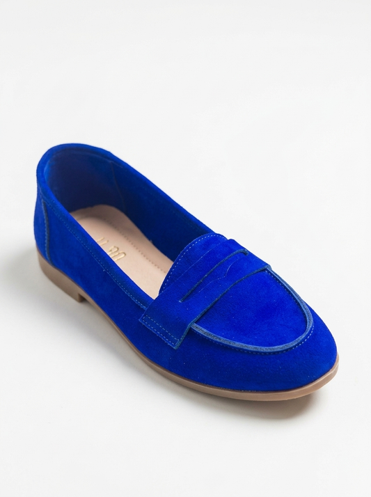 Dorothy - Dark Blue Suede Leather Loafers