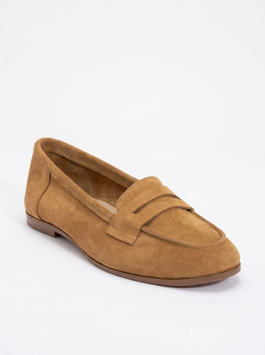Dorothy - Cognac Brown Suede Leather Loafers