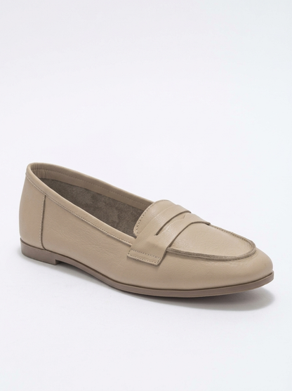 Dorothy - Beige Leather Loafers
