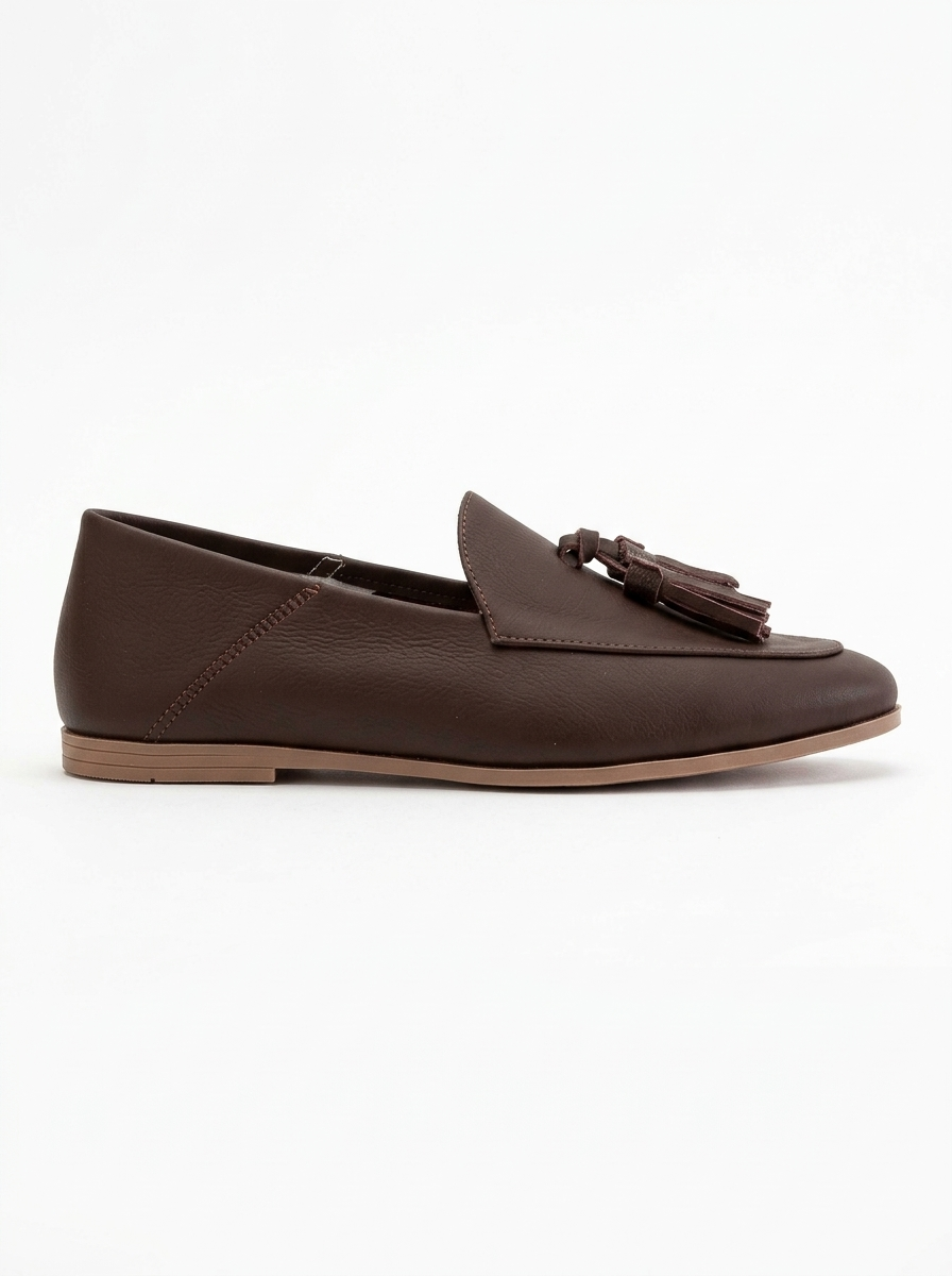 Mona - Mocasines de borlas de cuero suave marrón (Mujer)