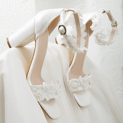 Dede - Ivory Lace Bridal Heels