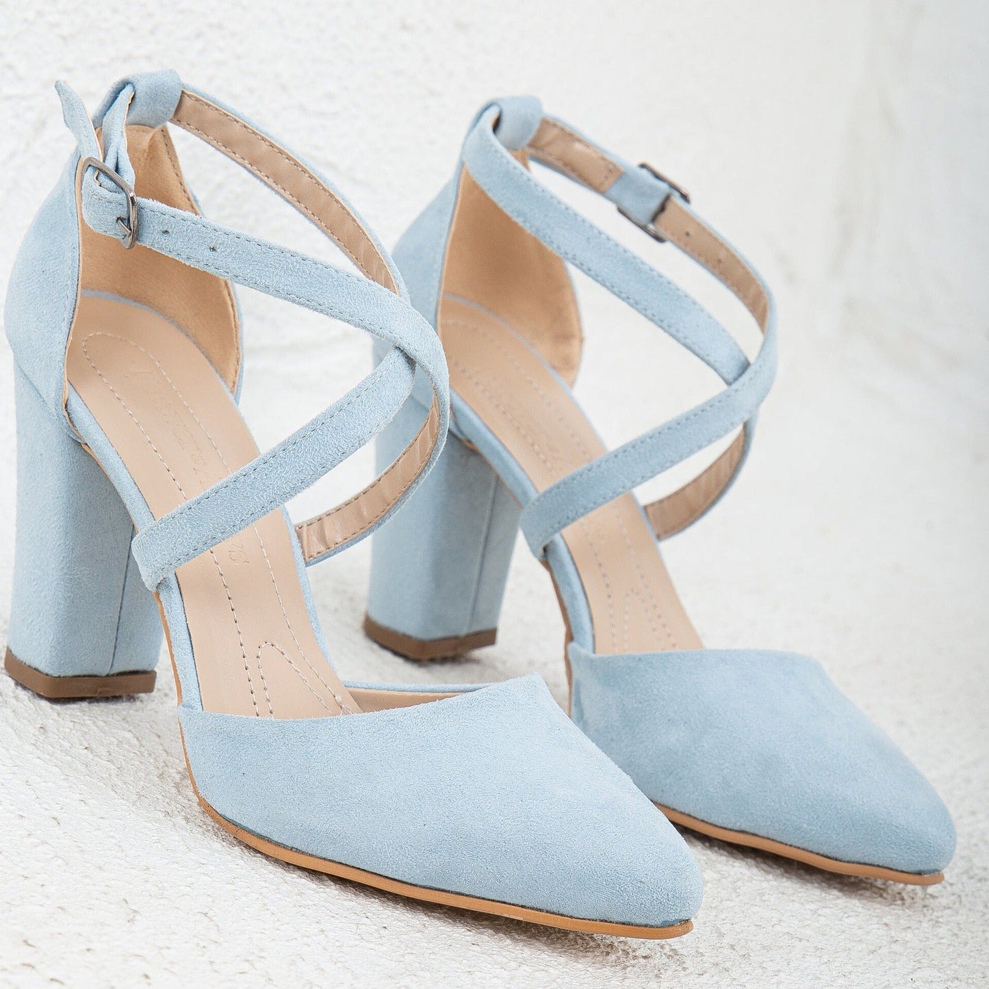 Sina - Baby Blue Suede Bridal Shoes