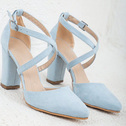Sina - Baby Blue Suede Bridal Shoes