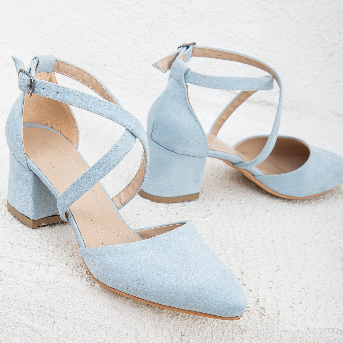 Dolly - Baby Blue Suede Heels