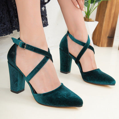 Sina - Emerald Green Velvet Heels