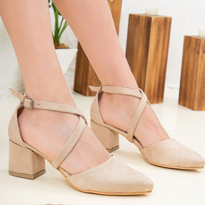 Dolly - Beige Suede Low Heels