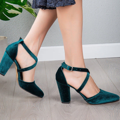 Sina - Emerald Green Velvet Heels