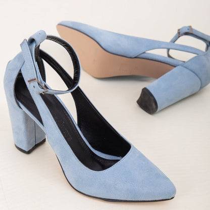 Colette - Baby Blue Suede Heels
