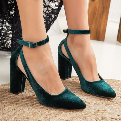 Colette - Emerald Green Velvet Heels