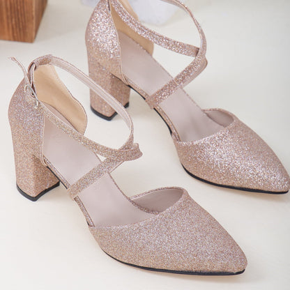 Sina - Rose Gold Glitter Bridal Heels