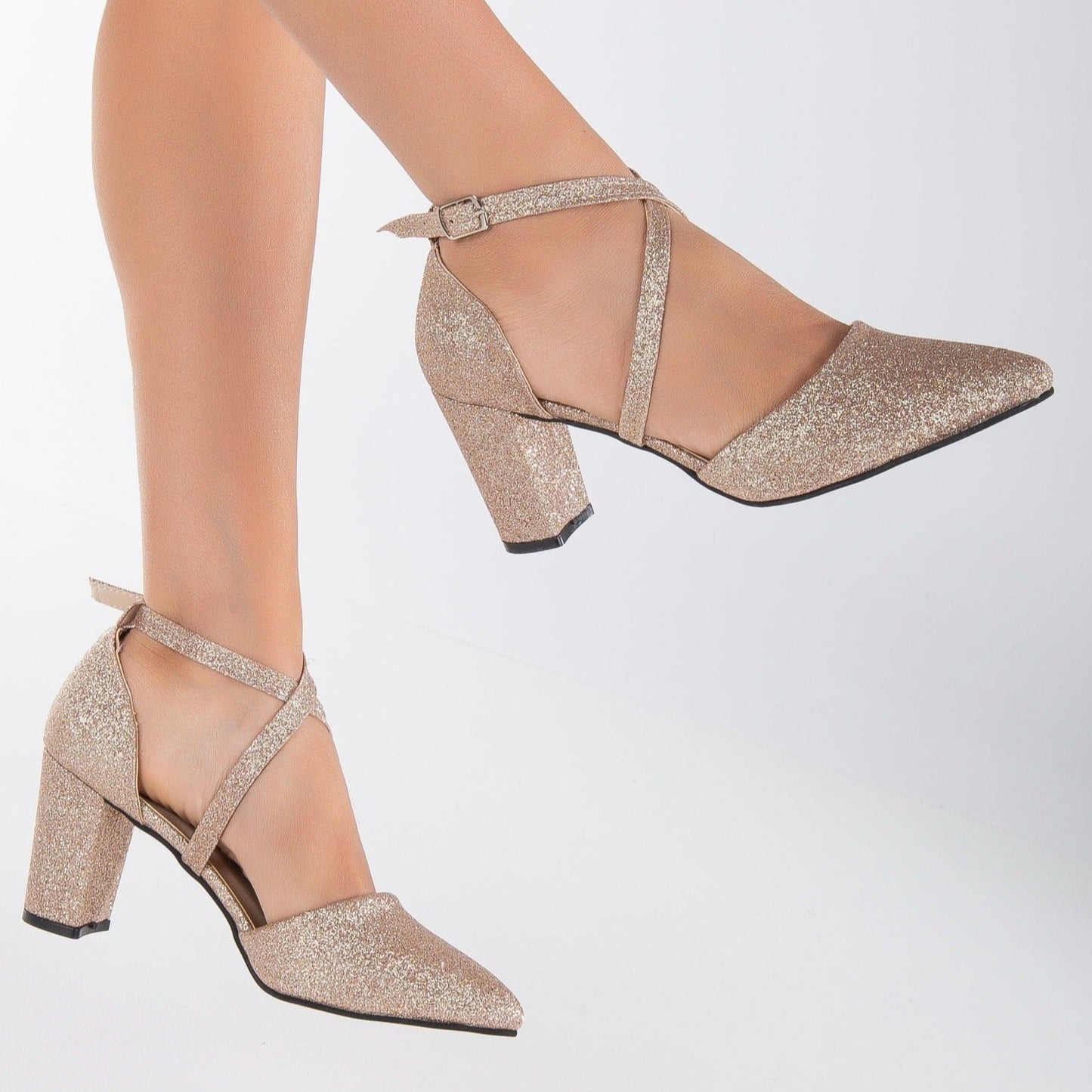 Sina - Rose Gold Glitter Bridal Heels