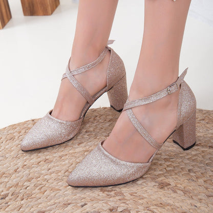 Sina - Rose Gold Glitter Bridal Heels