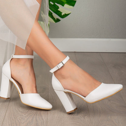 Gisele - White Bridal Shoes with Ribbon