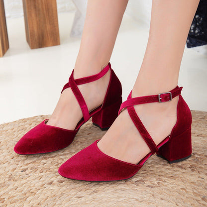 Dolly - Burgundy Velvet Low Heels
