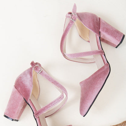 Sina - Rose Velvet High Heels